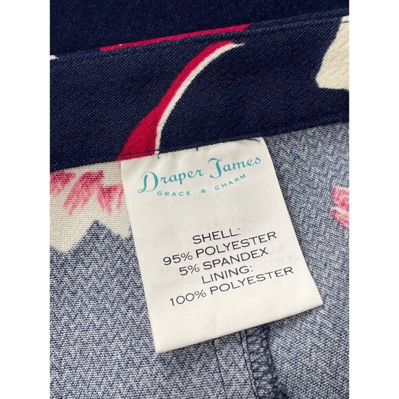 Draper James Elliston Skirt Size 12 Floral A Line Navy Blue Pink Feminine Boho - Picture 6 of 8